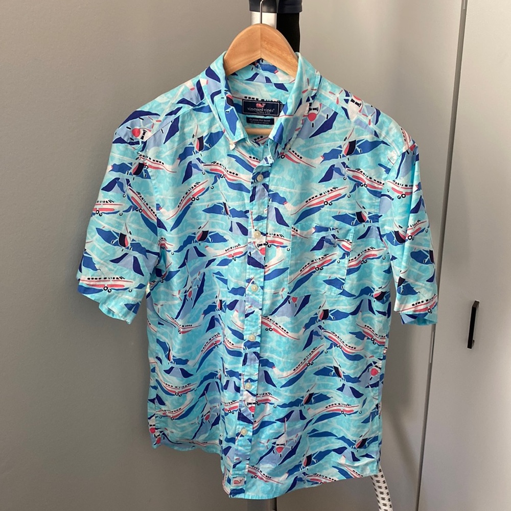 Vineyard Vines Airplane Printed Button Down (worn once)
